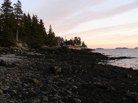 shoreline at sunset, Hancock Point